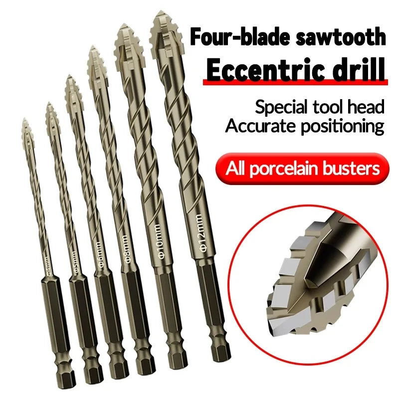 4-Piece Tungsten Carbide Drill Bit Set – Masonry, Glass & Wood