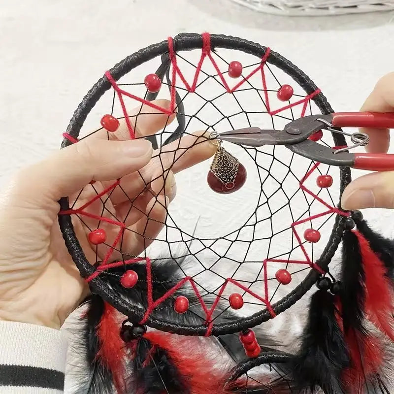 Hand-Woven Dreamcatcher with Feathers & Crystals | Boho Decor