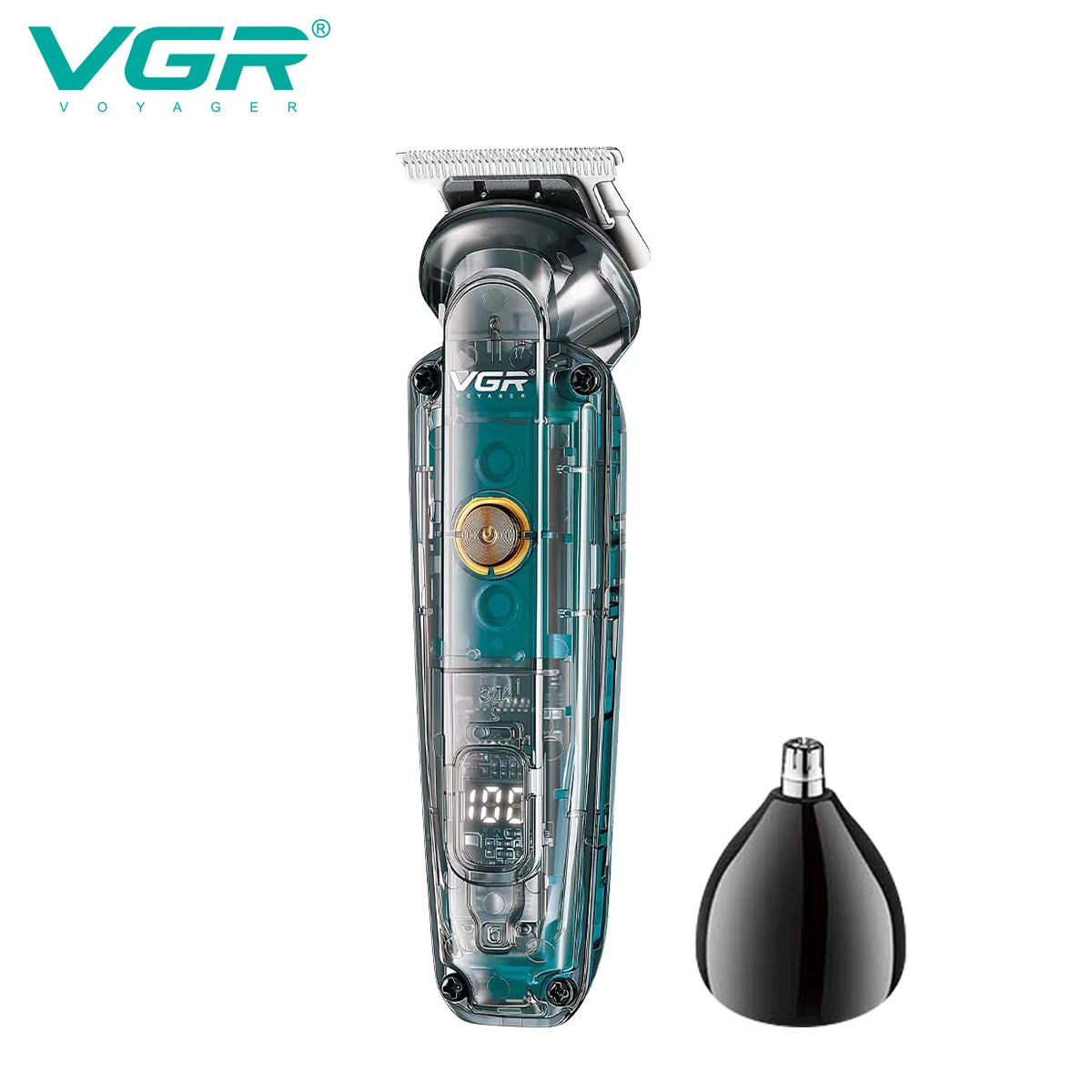 VGR 949 NEW Hair Clipper Cordless Hair Trimmers Rechargeable Digital Display Haircut Machine Transparent Barber Hair Clipper Peaceful Pleasures Health and Wellness