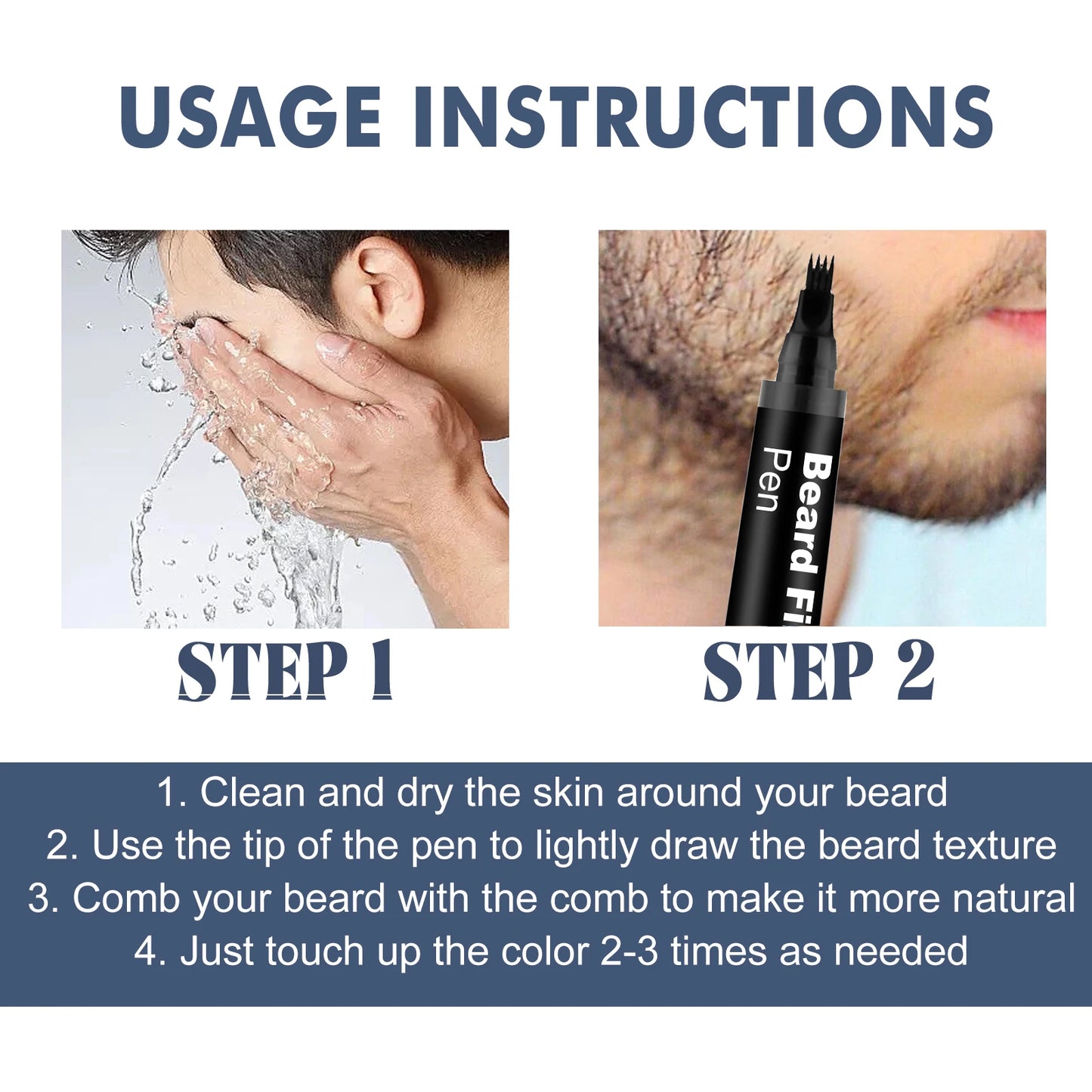 East Moon Beard Filler Pen Set – Black & Brown, Waterproof
