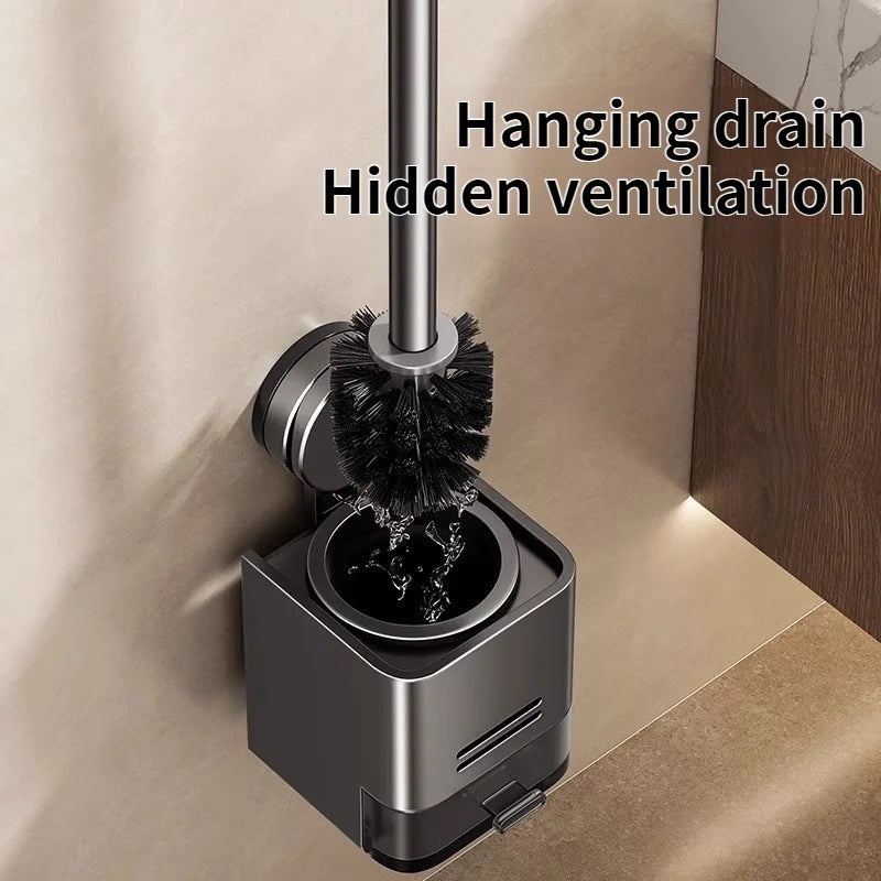 Wall-Mounted Suction Cup Toilet Brush – No Drill Bathroom Tool