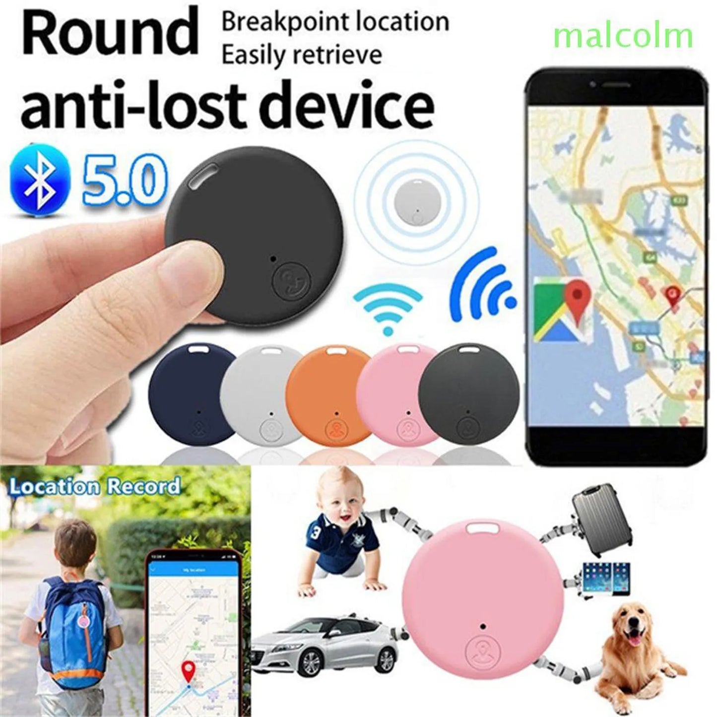 Bluetooth 5.0 Mini Anti-Lost Tracker – Keys, Pets & Kids