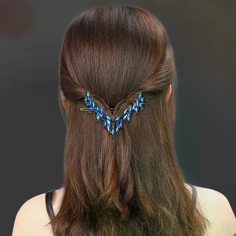 Korean V-Shape Crystal Hair Clip – Luxury Rhinestone Hairpin