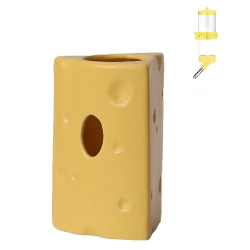 Ceramic Cheese Hamster House – Hideout & Feeding Dish