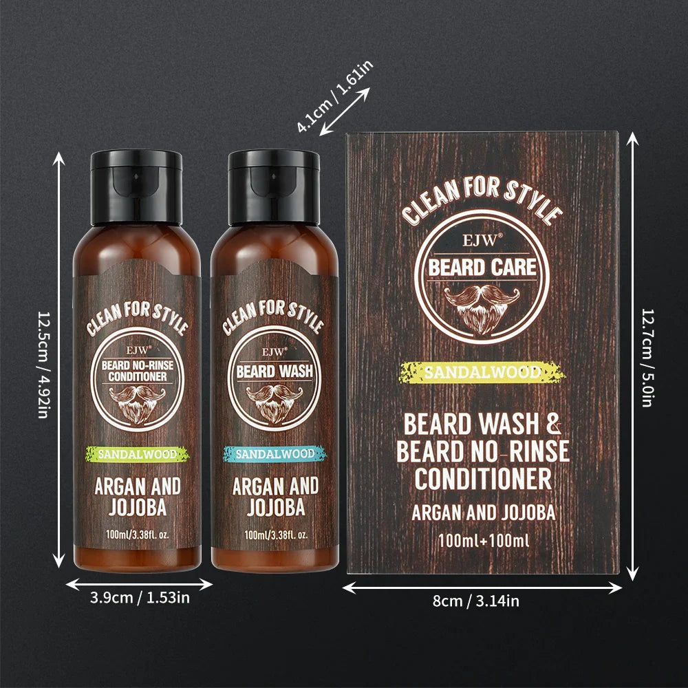 EJW Sandalwood Beard Shampoo & Conditioner Set – Argan & Jojoba