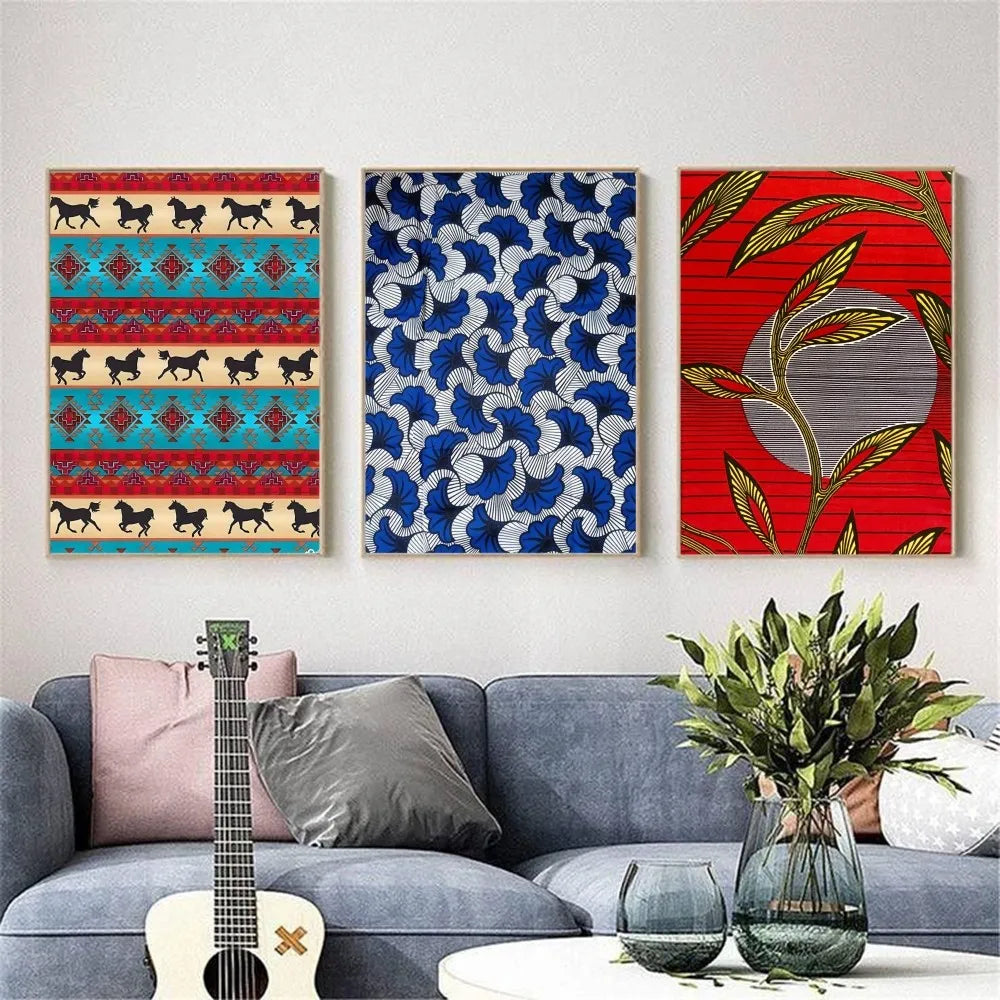 African Classic Fabric Kente Cloth Poster HD art sticky wall waterproof home living room bedroom bar aesthetic decoration Peaceful Pleasures Health and Wellness