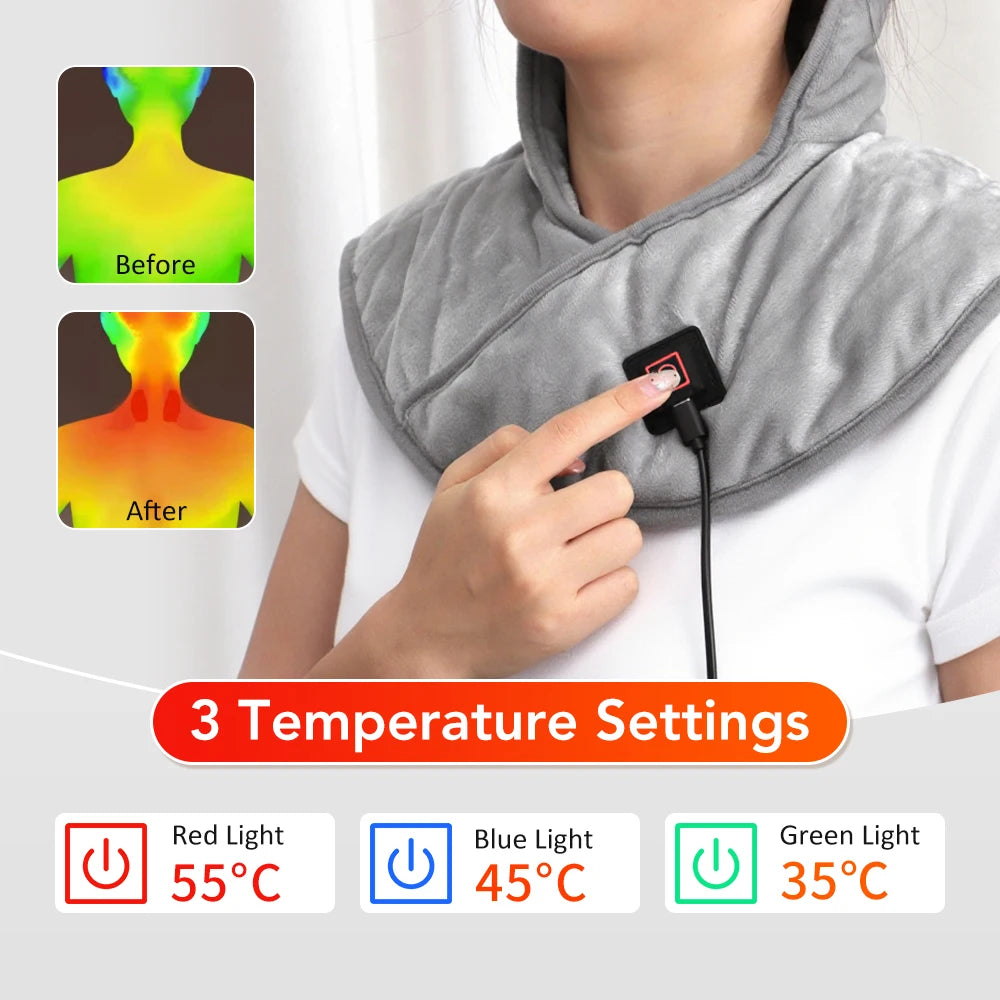 Neck and Shoulder Heating Pad Electric Hot Compress Shawl Back Wrap Home Office Abdomen Menstrual Warming Soft Mat Peaceful Pleasures Health and Wellness