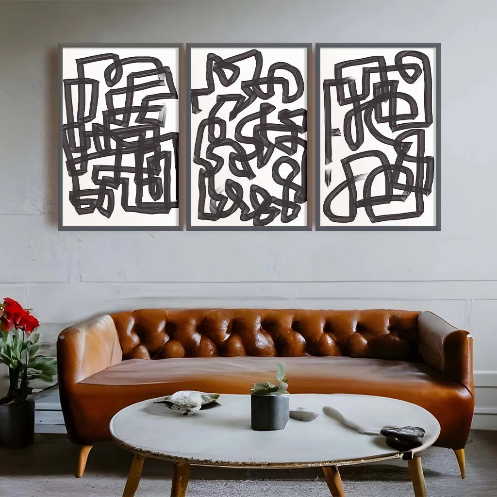 Abstract Black & White Line Art Canvas Print | Modern Wall Art Canvas Wall Art Print Peaceful Pleasures Health and Wellness