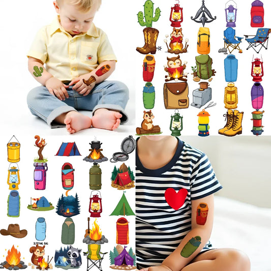 63pcs Camping Temporary Tattoo Stickers for Kids – Waterproof Temporary Tattoo Set Oasis Select