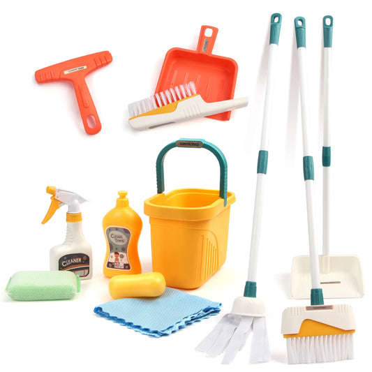 Kids Housework Supplies Cleaning Broom Dustpan Bucket Mop Play House Peaceful Pleasures Health and Wellness