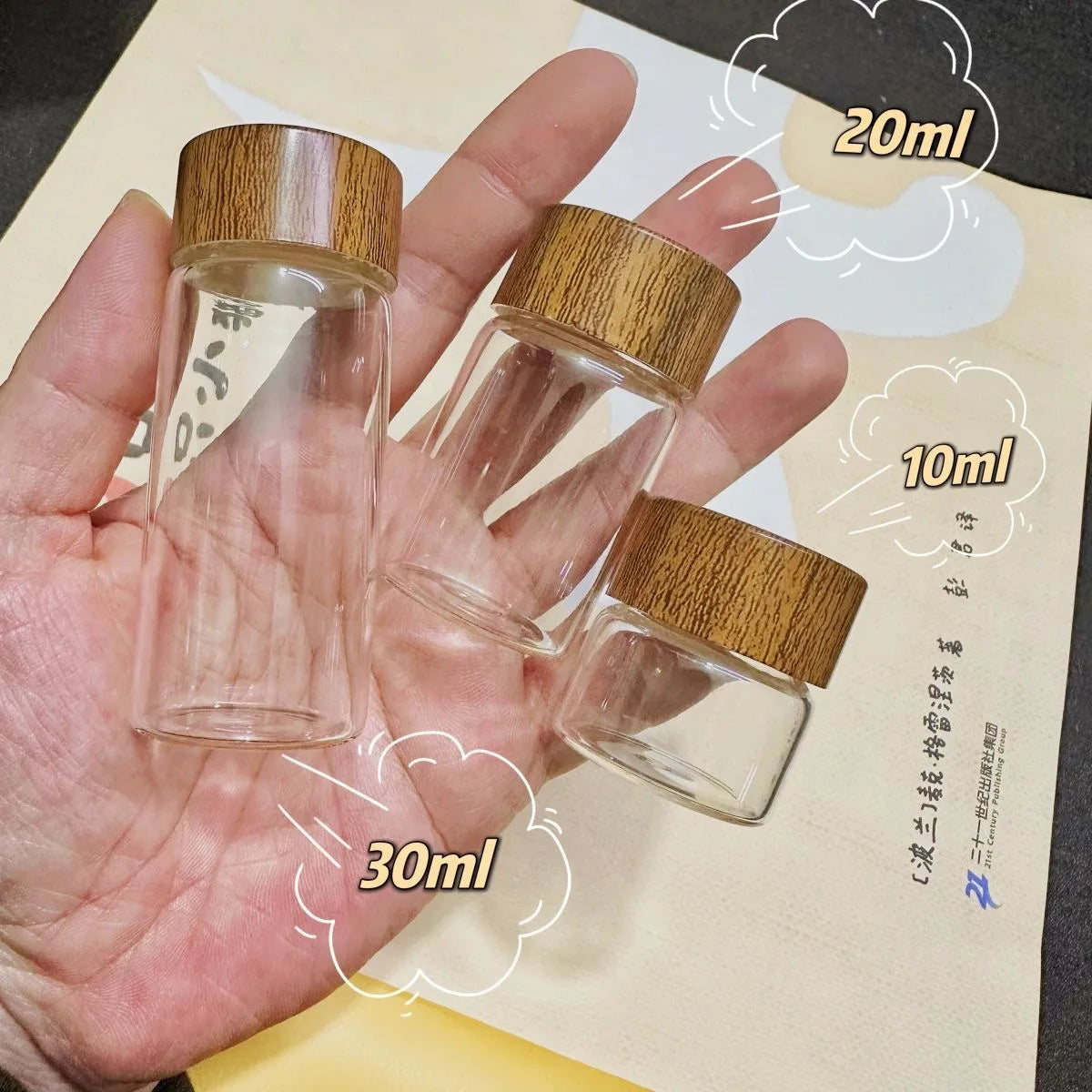Mini Glass Storage Jar Food Grade Airtight Container for Coffee Tea Gold Beans Portable Small Empty Bottle with Lid Peaceful Pleasures Health and Wellness 20ml