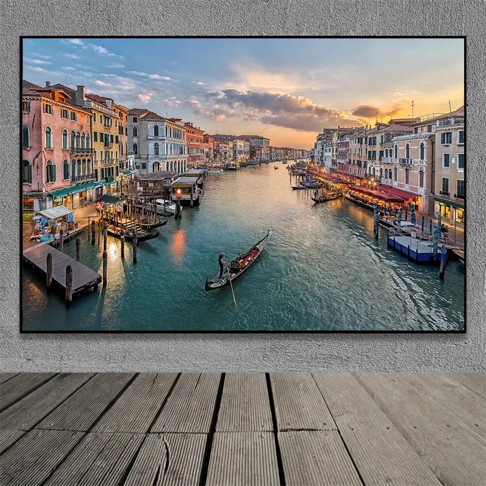 Famous Venice Italy Canvas Painting Wall Art Sunset Natural Scenery Pictures Posters and Prints for Living Room Home Decorati Peaceful Pleasures Health and Wellness J 20x30cm Unframed