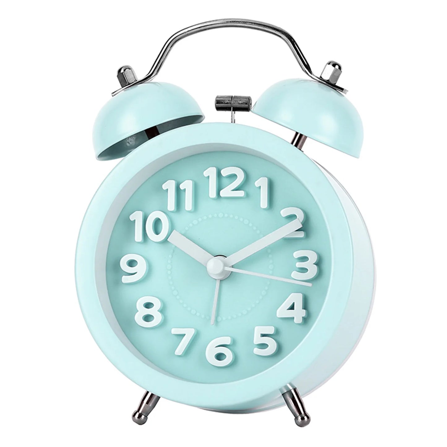 Retro Alarm Clock For Bedside,Stereoscopic Digital Creative Convex Textual Texture Fashionable Metal Silent Night Light Clock Peaceful Pleasures Health and Wellness Green