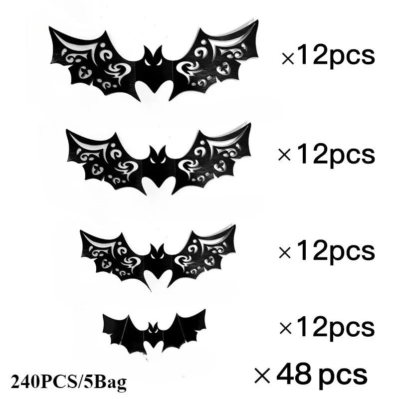 Halloween 3D Black Bat Wall Decals – Hollow Party Stickers