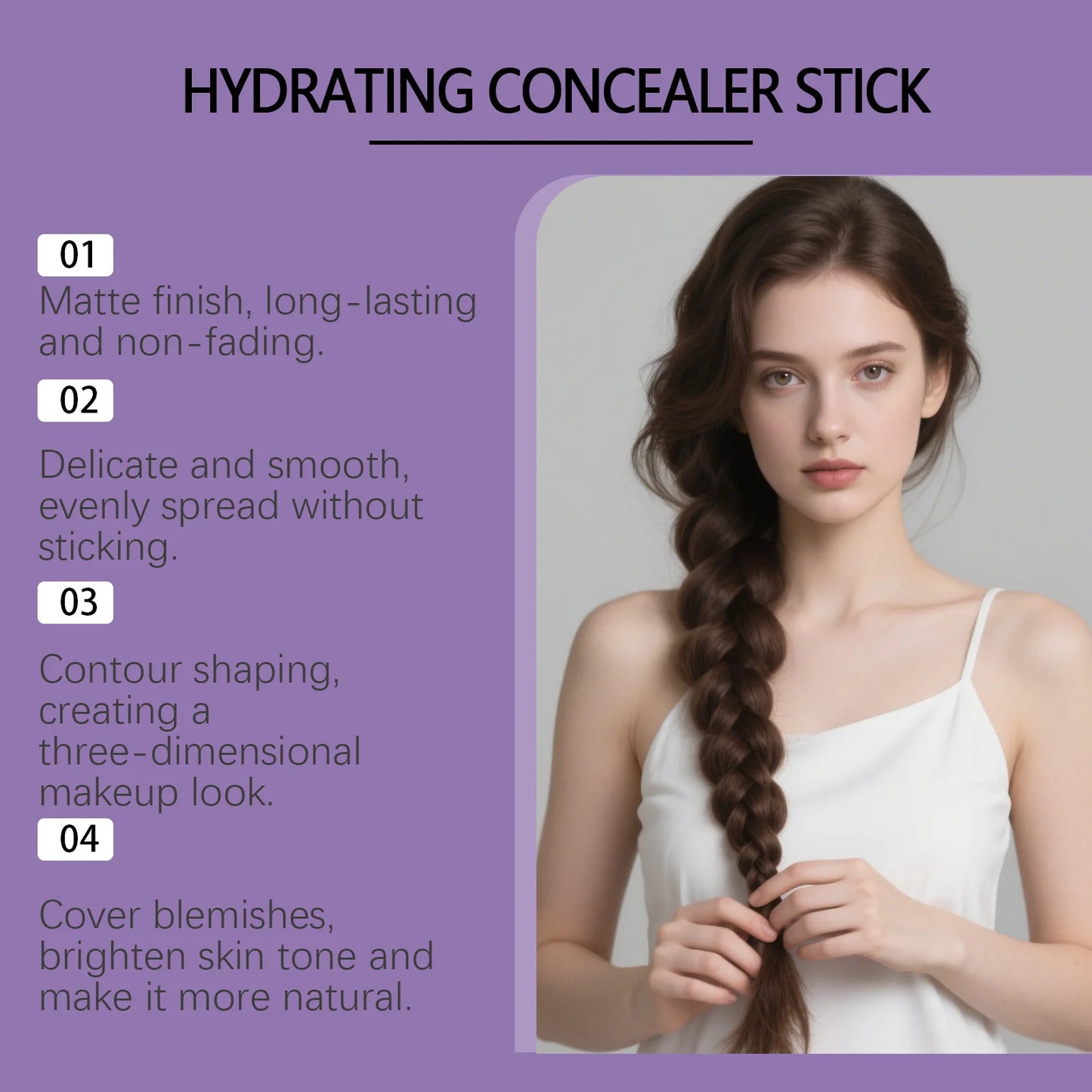 Foundation Contour Makeup Stick Contour Shaping Cover Blemishes Matte Finish Smooth Texture Brightening Moisturizing Makeup Tool Peaceful Pleasures Health and Wellness