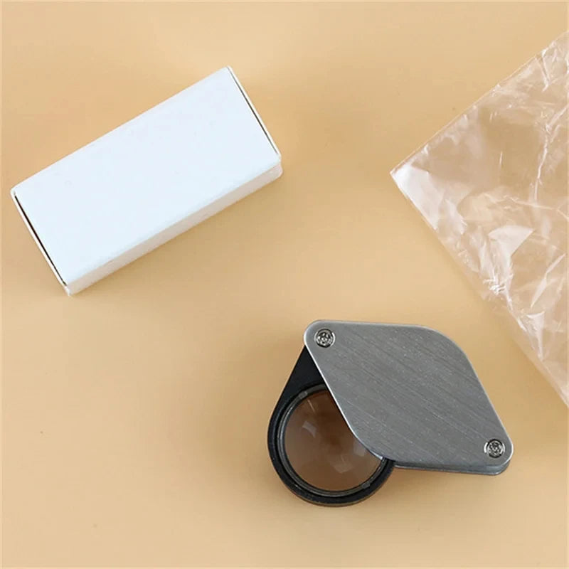 Double-Layer Lens Cultural Relic Identification Magnifying Glass Wire Drawing Process Portable Jewelry High-Power Loupe Peaceful Pleasures Health and Wellness