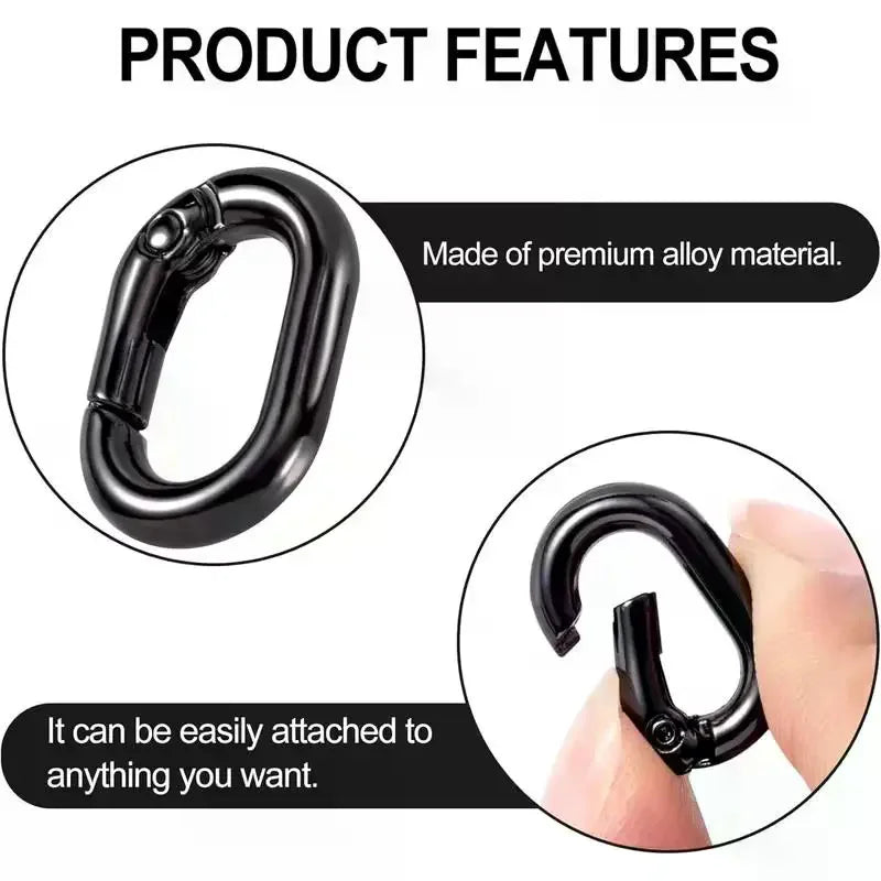 10Pcs Oval Spring Snap Hooks | Zinc Alloy Bag & Keychain Buckles