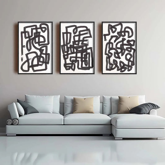 Abstract Black & White Line Art Canvas Print | Modern Wall Art Canvas Wall Art Print Peaceful Pleasures Health and Wellness