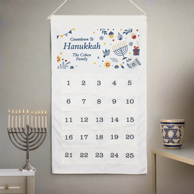 Personalised Hanukkah Countdown Calendar | Festive Wall Decor Holiday Countdown Calendar Peaceful Pleasures Health and Wellness