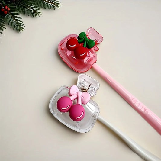 Cherry Toothbrush Holder – Dual Drainage, Protects Bristles Toothbrush Holder Peaceful Pleasures Health and Wellness 2pcs cherry