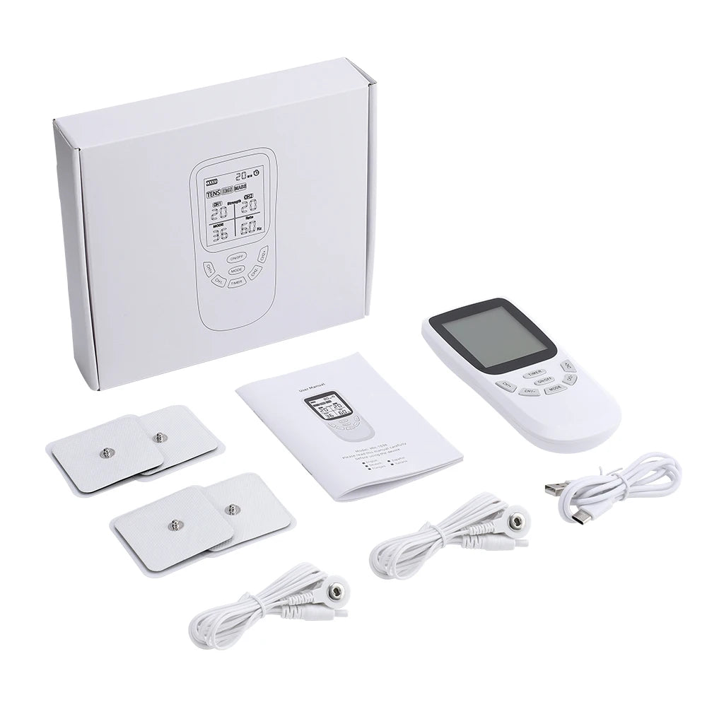 36 Modes Physiotherapy Tens Electric Muscle Stimulator EMS Acupuncture Full Body Massage Digital Therapy Slimming Machine Peaceful Pleasures Health and Wellness WHITE