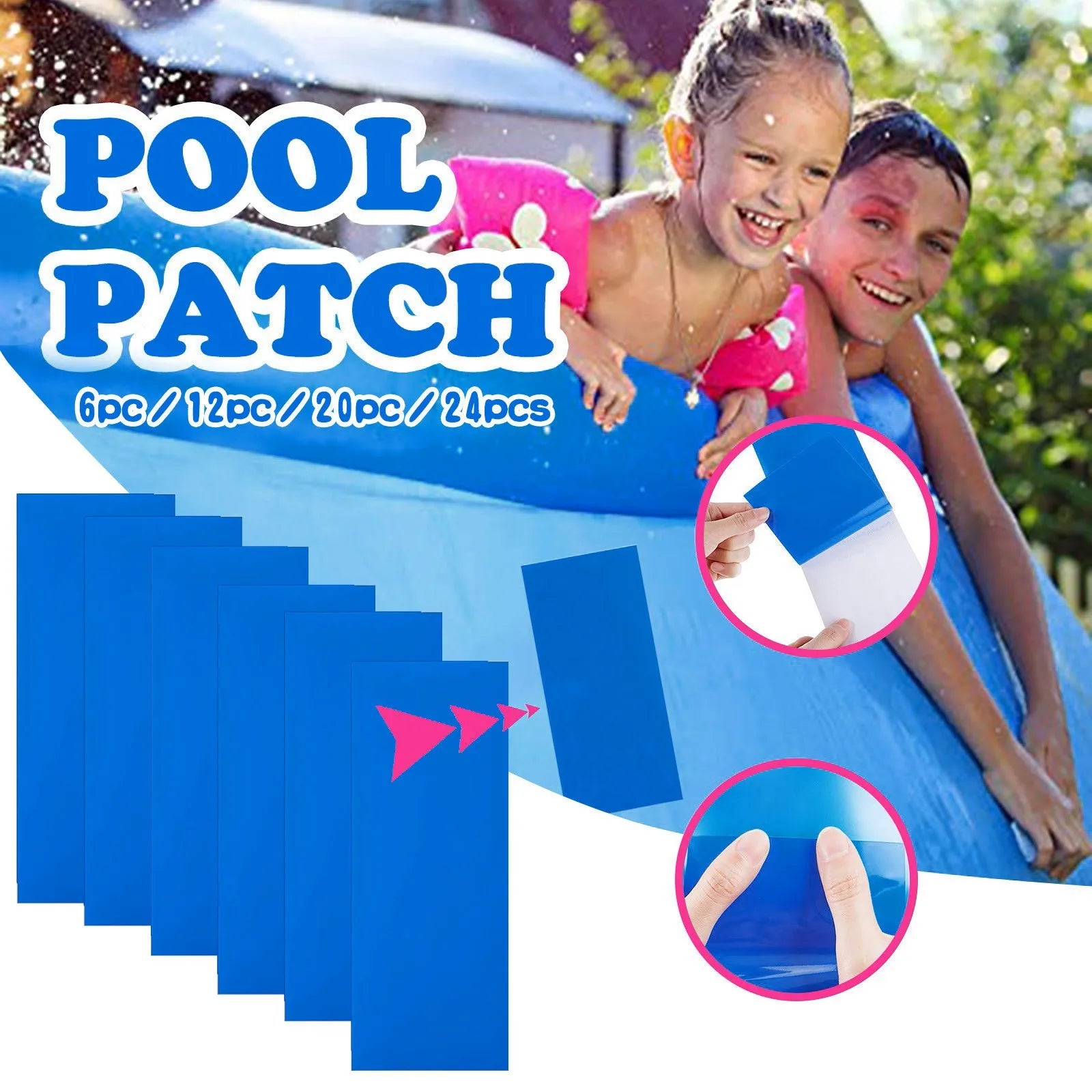 6-24pcs Self-Adhesive Pool Repair Patch Swimming Pools Repair Patches Sticker PVC Repair Kit for Swim Ring Toys Inflatable Boat Peaceful Pleasures Health and Wellness 24PCS