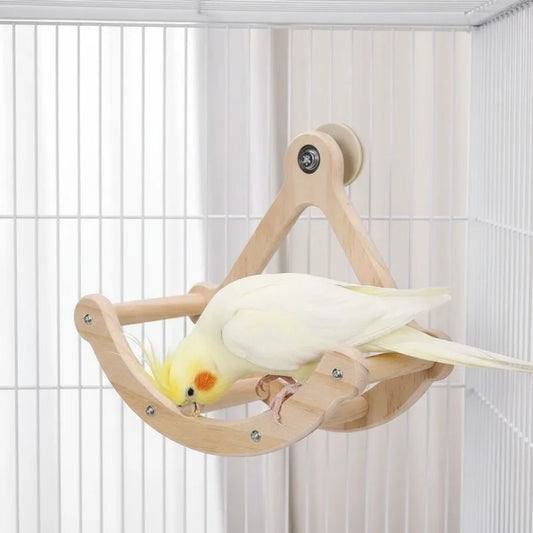 Wooden Bird Swing Toy – Rocking Perch for Parrots & Parakeets Bird Swing Toy Oasis Select