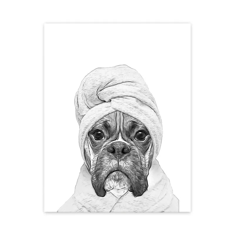 1pc frameless Canvas painting Cat Giraffe Dog Elephant Toilet Paper Bathtub Funny Bathroom Poster Print Canvas Painting Wall Peaceful Pleasures Health and Wellness