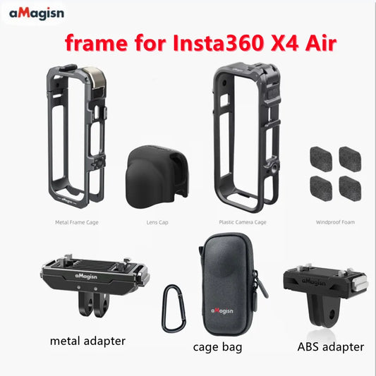 Aluminum Rabbit Cage Frame for Insta360 X4 Air | Metal Rig Camera Cage Rig Oasis Select
