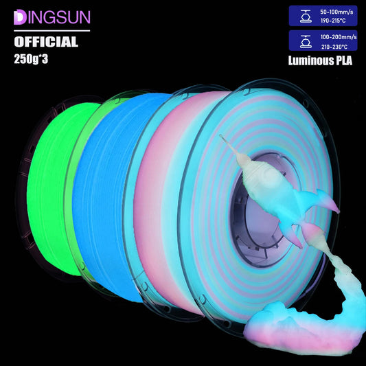 3D Maliang Glow Rainbow PLA Filament 1.75mm | Luminous Colors 3D Printer Filament Peaceful Pleasures Health and Wellness 3 Color set