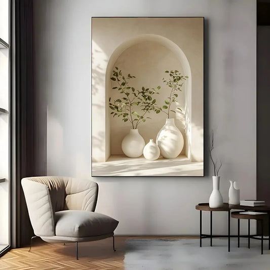 Large Frameless Canvas Art Print Modern Vase and Plant Design, Elegant Wall Decor for Living Room and Bedroom, Serene Home Decor Peaceful Pleasures Health and Wellness ZLH4911 20x30cm No Frame