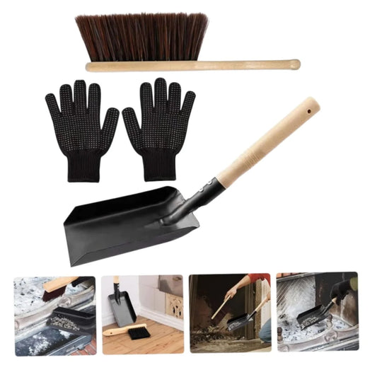 Fireplace Cleaning Complete Dust Broom Shovel Woodworking Brush Peaceful Pleasures Health and Wellness