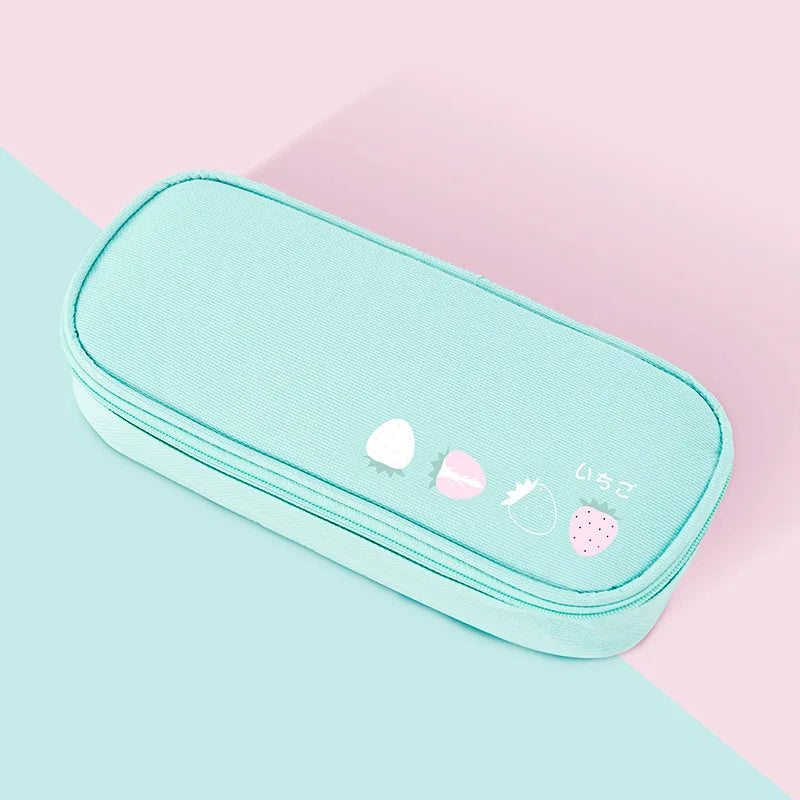 School Pencil Cases Large Capacity Fruit Pencil Bag Organizer Korean Pouch for Boys Girls Kawaii Stationery Office Supplies Peaceful Pleasures Health and Wellness