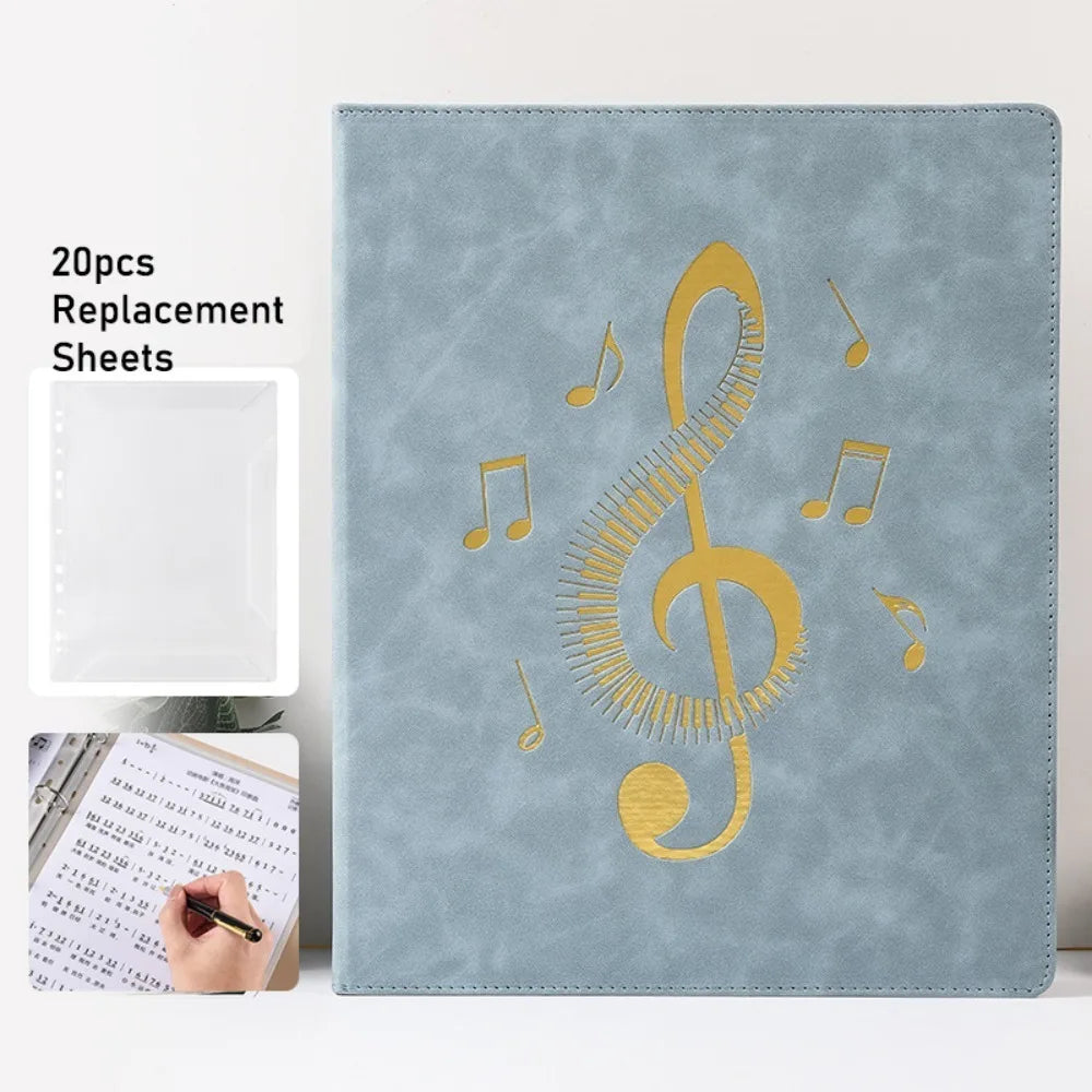 Flexible Loose Leaf Music Score Folder Detachable Writable Piano Music Sheet File Folder 20 Pages Fits Letter Size Peaceful Pleasures Health and Wellness Blue