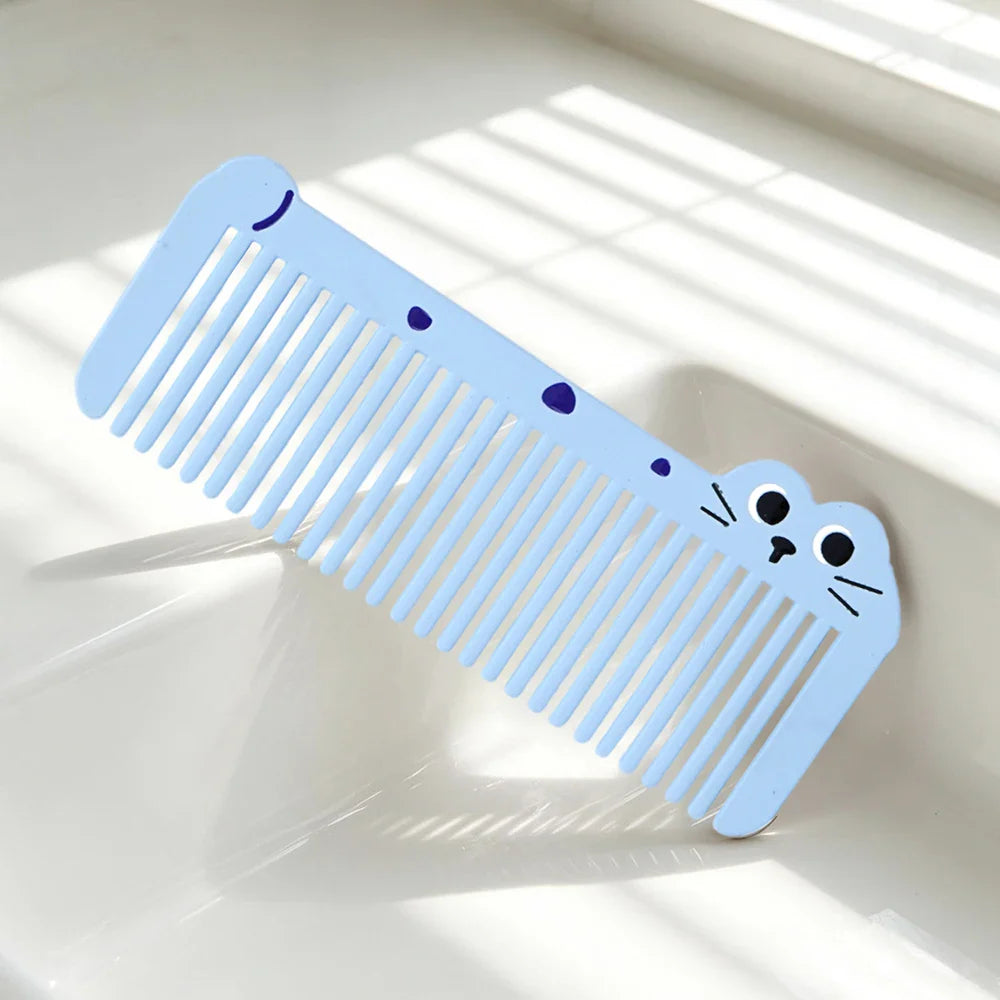 Mini Cartoon Kitten Wide Tooth Detangling Comb | Travel Hair Comb