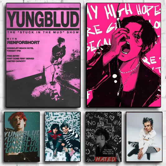 fashion Y-YUNGBLUD Singer Poster HD art sticky wall waterproof home living room bedroom bar aesthetic decoration Peaceful Pleasures Health and Wellness