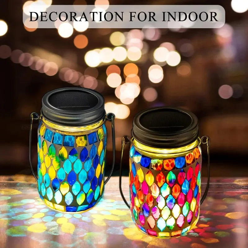 Solar Mosaic Hanging Lamp – Waterproof Glass Indoor & Outdoor