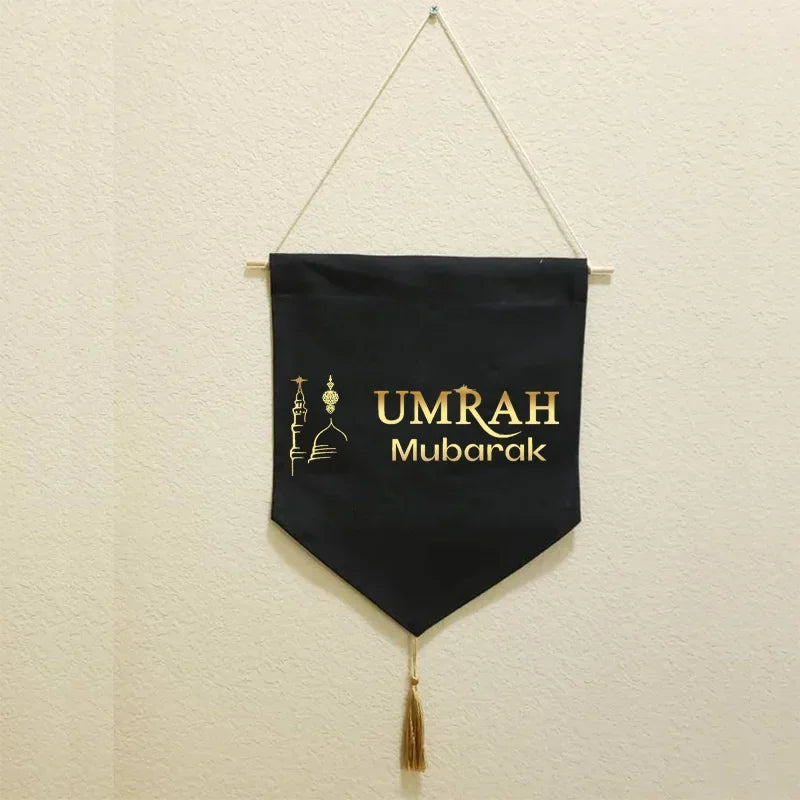 Umrah Hajj Eid Mubarak Banner | Islamic Ramadan Decoration Celebration Banner Peaceful Pleasures Health and Wellness umrah mubarak
