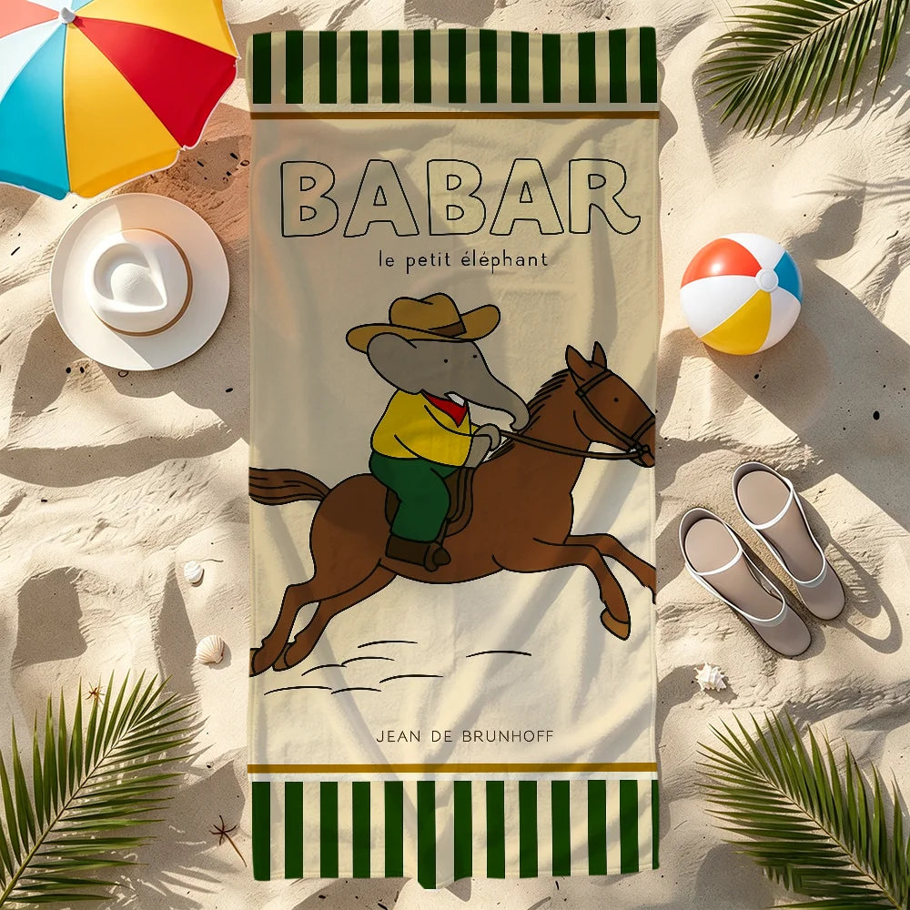 Babar Elephant Beach Towel – Quick Dry Soft Pool & Travel Towel Quick Dry Beach Towel Peaceful Pleasures Health and Wellness