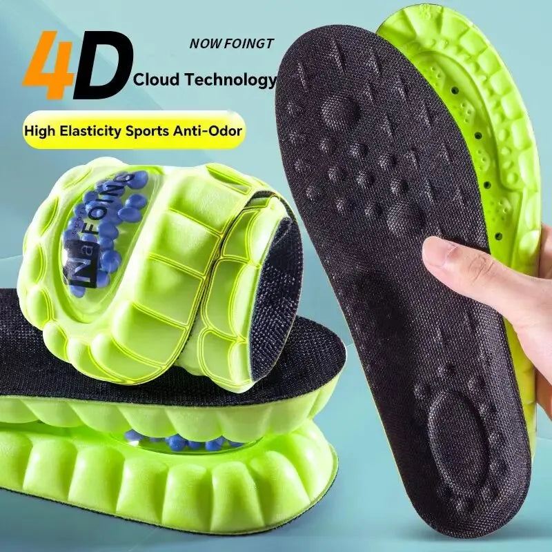 1Pair 4D Cloud Sport Insoles for Shoes PU Air Cushion Sole Soft Shock Absorption Deodorant Breathable Running Orthopedic Insoles Peaceful Pleasures Health and Wellness