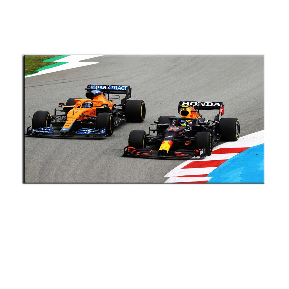 F1 Racing Canvas Wall Art | Perez & Ricciardo 2021 Poster