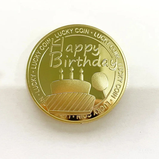 Commemorative Medal, Festival Celebration, Lucky Coin, Happy Birthday Commemoration Peaceful Pleasures Health and Wellness happy gold