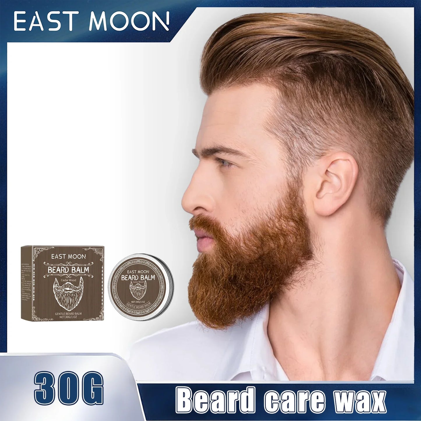 East Moon Men's Beard Balm – Moisturizing Styling Wax 30g