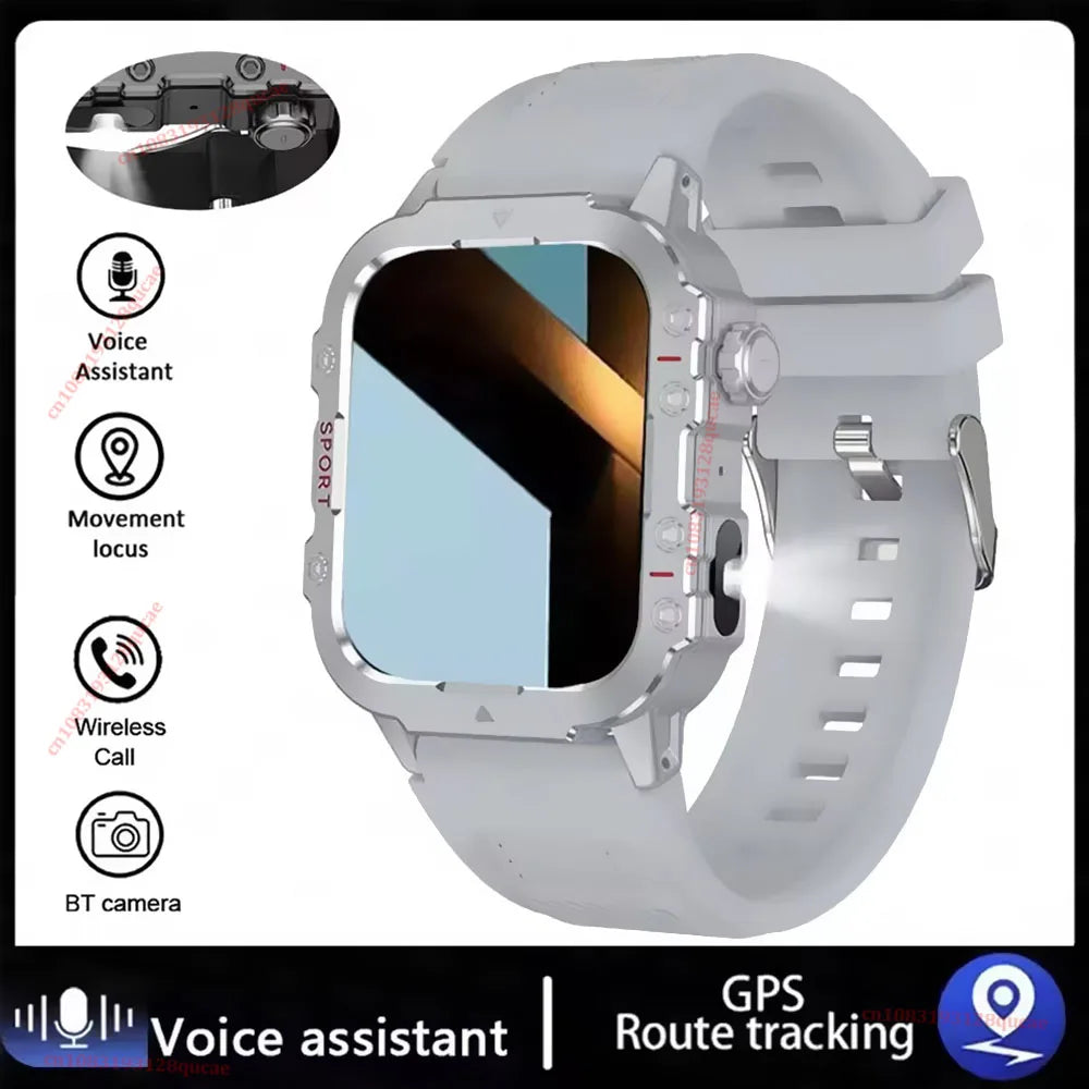 2026 New Military Grade Smart Watch Men GPS Flashlight 3ATM Waterproof Watch Bluetooth Calling 100+Sport Outdoor Smartwatch Hw12 Peaceful Pleasures Health and Wellness Silver