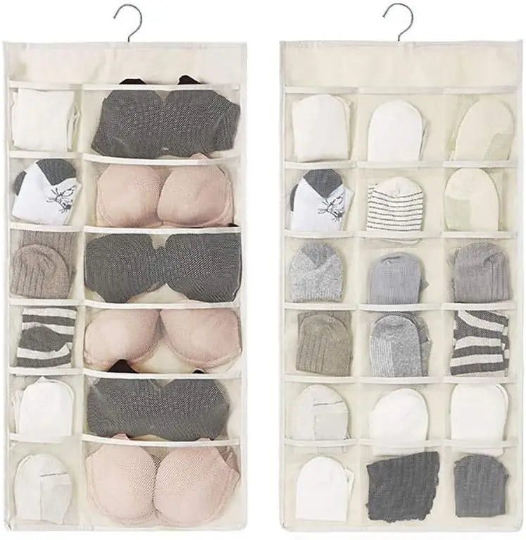 Dual-Sided Hanging Closet Organizer – 30 Mesh Pockets, Rotating Hook Peaceful Pleasures Health and Wellness United States