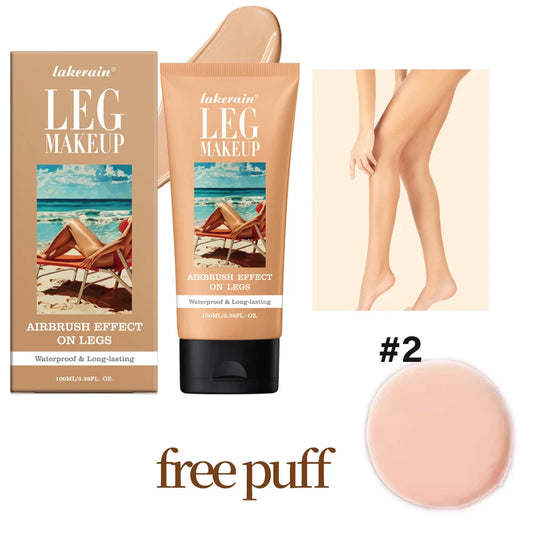 Lakerain Waterproof Leg Foundation | Long-Lasting Body Makeup 100ml Body Foundation Makeup Oasis Select Medium and puff