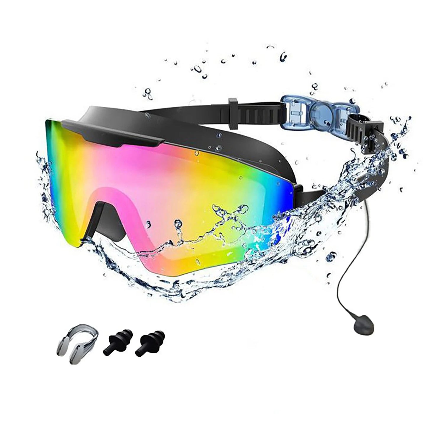 Mirrored Anti Fog Swimming Eyewears,Large Frame Swim Swimming Goggles With Earplugs,Wide View Professional Swimming Glasses Peaceful Pleasures Health and Wellness Kid Pink