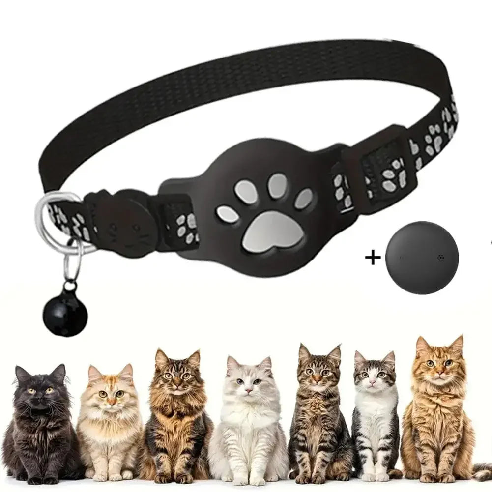 Cat Collar Compatible with Apple Airtag with Bell Adjustable Safety Buckle Reflective GPS Collar for Kittens Puppies Peaceful Pleasures Health and Wellness