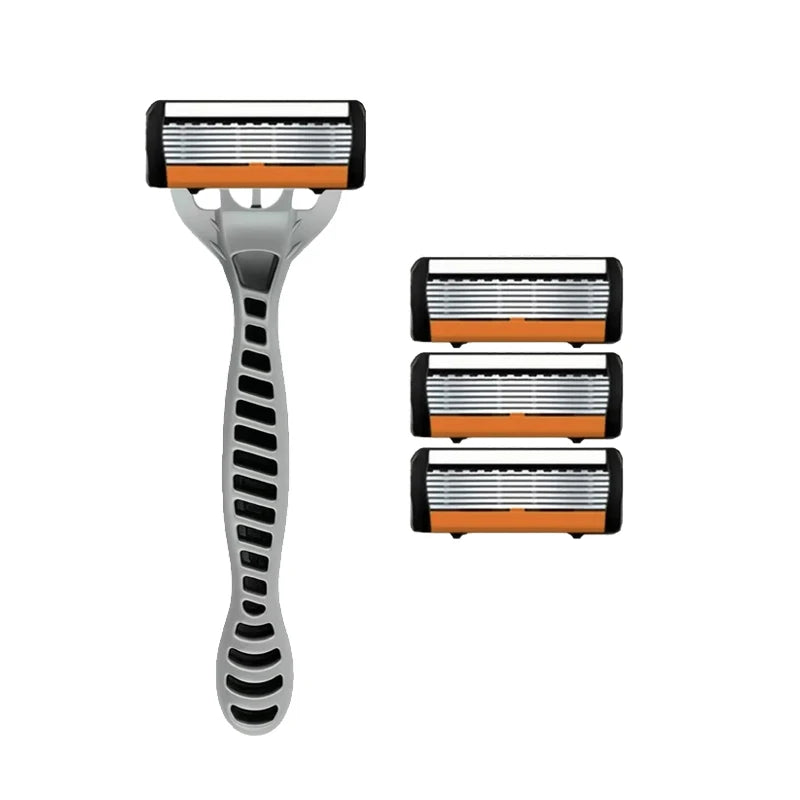 Men's 6-Blade Stainless Steel Safety Razor | Replaceable Head