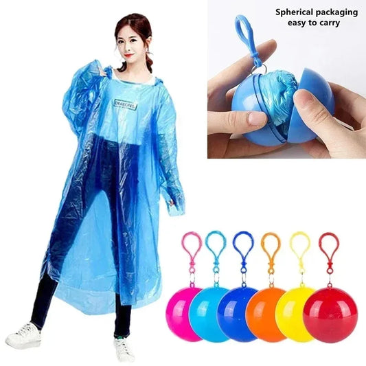 New Portable Disposable Raincoat Keychain Compression Ball Pocket Ball Outdoor Adult Travel Hangable Poncho Camping Gear Peaceful Pleasures Health and Wellness